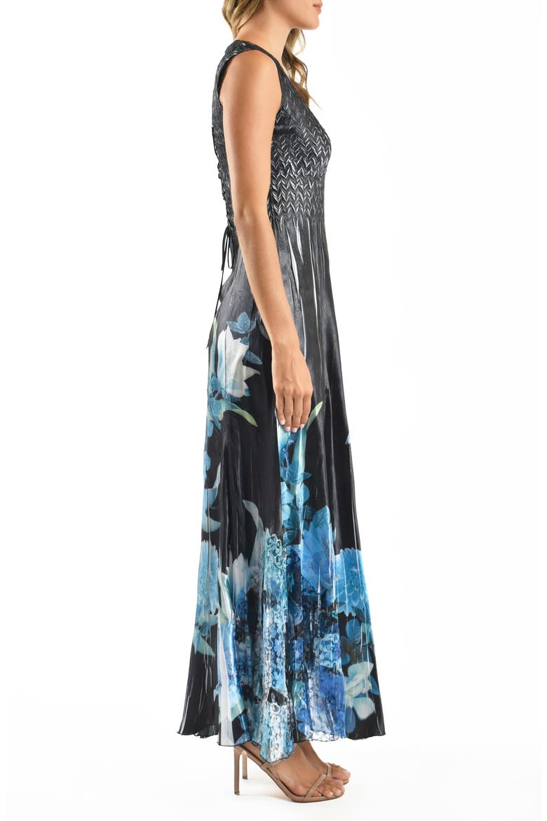 Lace-Up Back Maxi Cocktail Dress, Alternate, color, NOCTURNAL GARDEN
