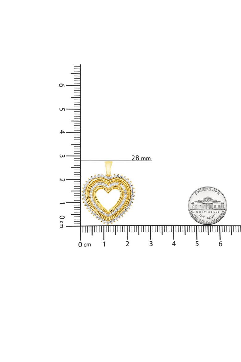 14K Yellow Gold Plated Silver 1.0 Cttw Diamond Composite Hearth Pendant Necklace, Alternate, color, Yellow