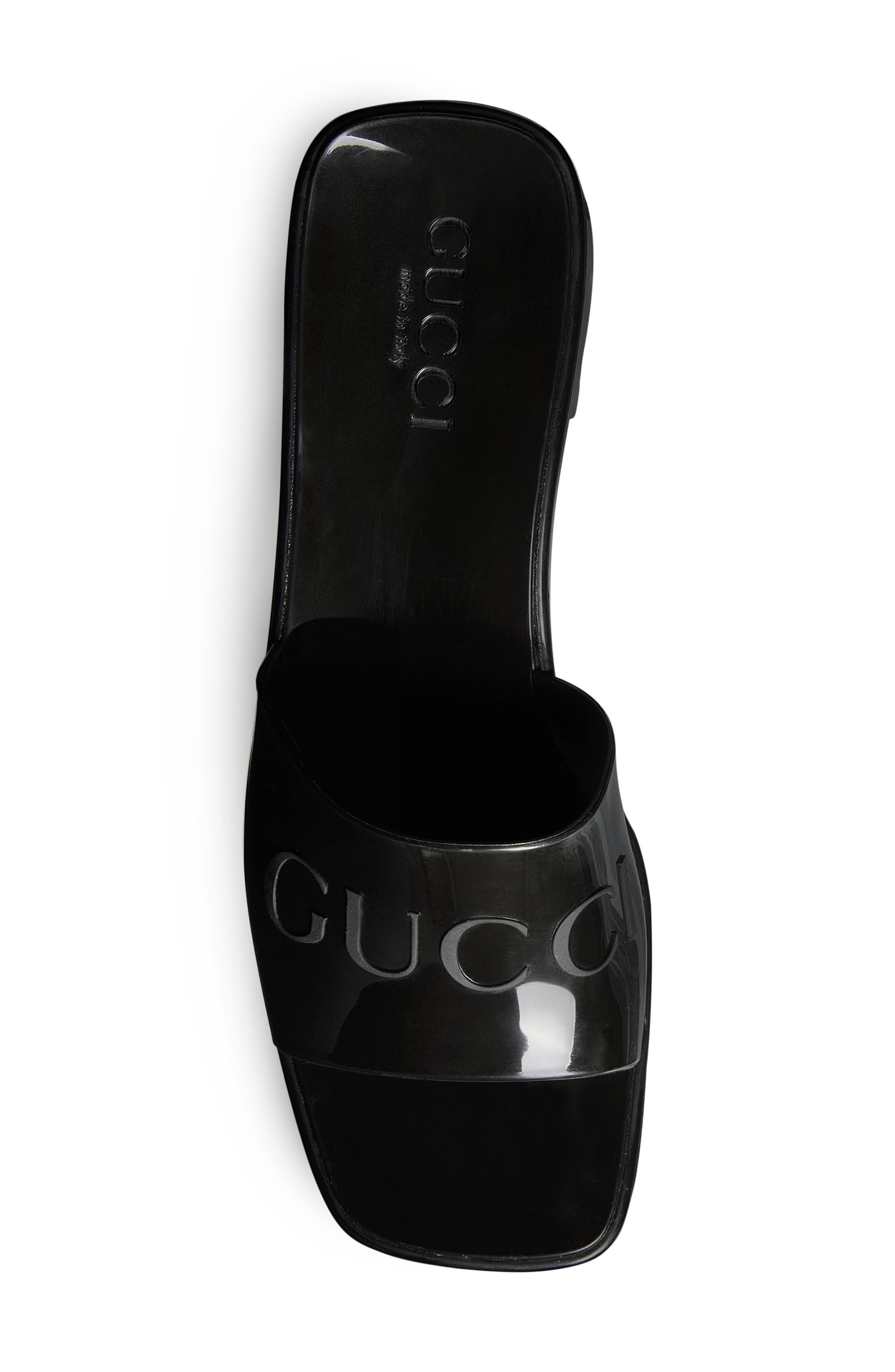 Rubber Logo Platform Slide Sandal, Alternate, color, BLACK