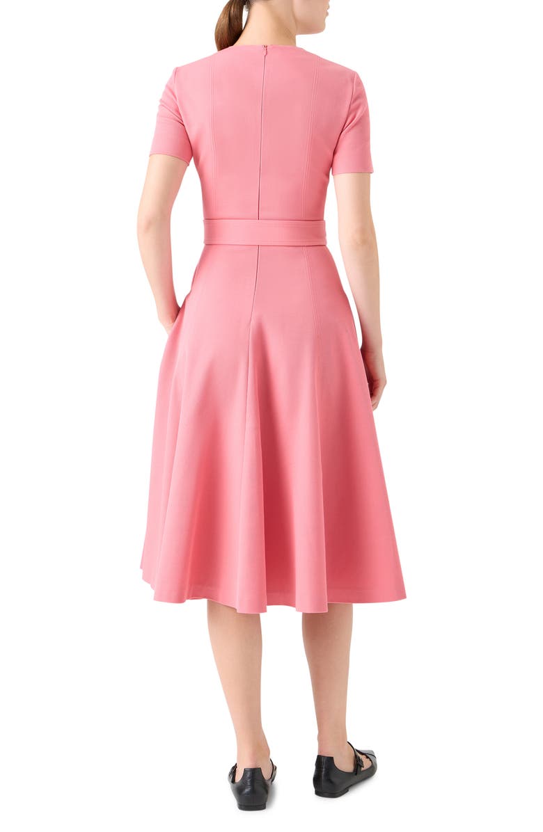 Akris punto Cotton Blend Belted A-Line Dress, Alternate, color, Blush