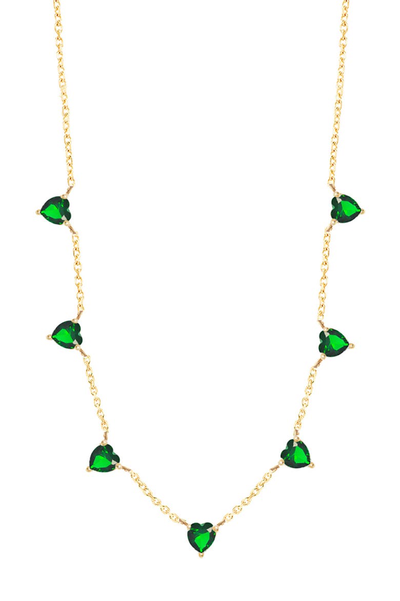 14K Yellow Gold Plated Sterling Silver CZ Heart Necklace, Main, color, GOLD