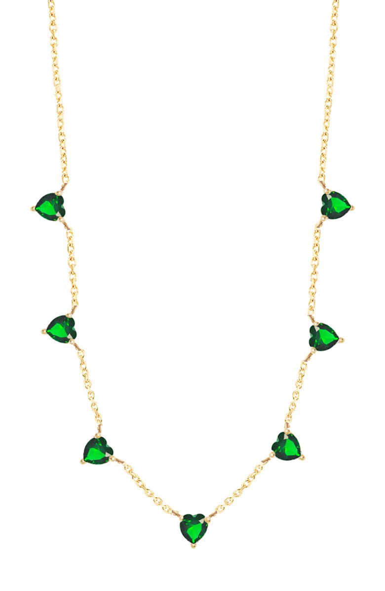 GABI RIELLE 14K Yellow Gold Plated Sterling Silver CZ Heart Necklace, Main, color,