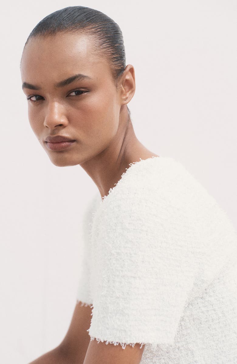 MANGO Bouclé Cardigan Sweater, Alternate, color, White