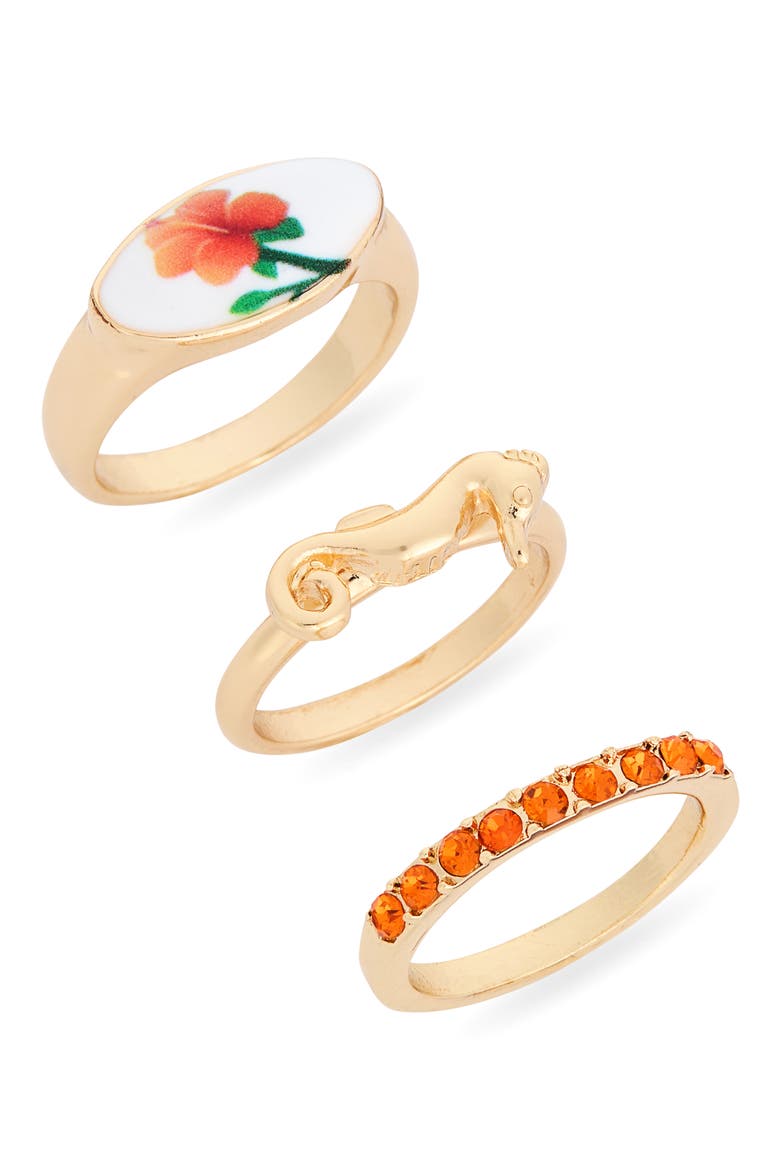 3-Pack Assorted Rings, Main, color, PINK MULTI- GOLD