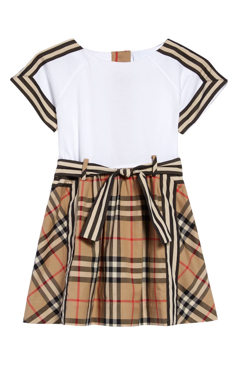 Burberry Rhonda Stripe Check Cotton Dress, Main, color, 