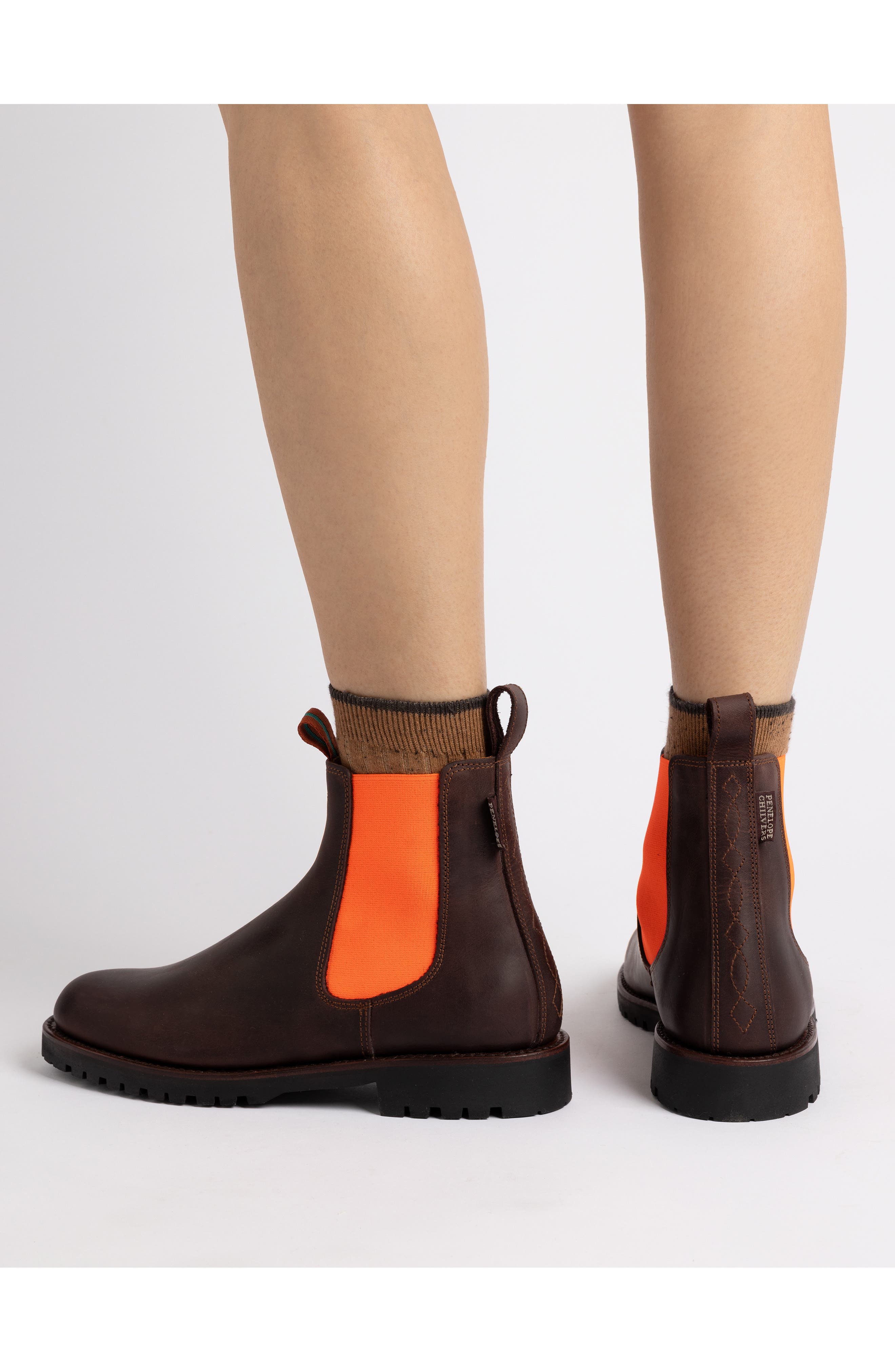 Penelope Chilvers Nelson Chelsea Boot, Alternate, color, 932 Conker/ Neon Orange
