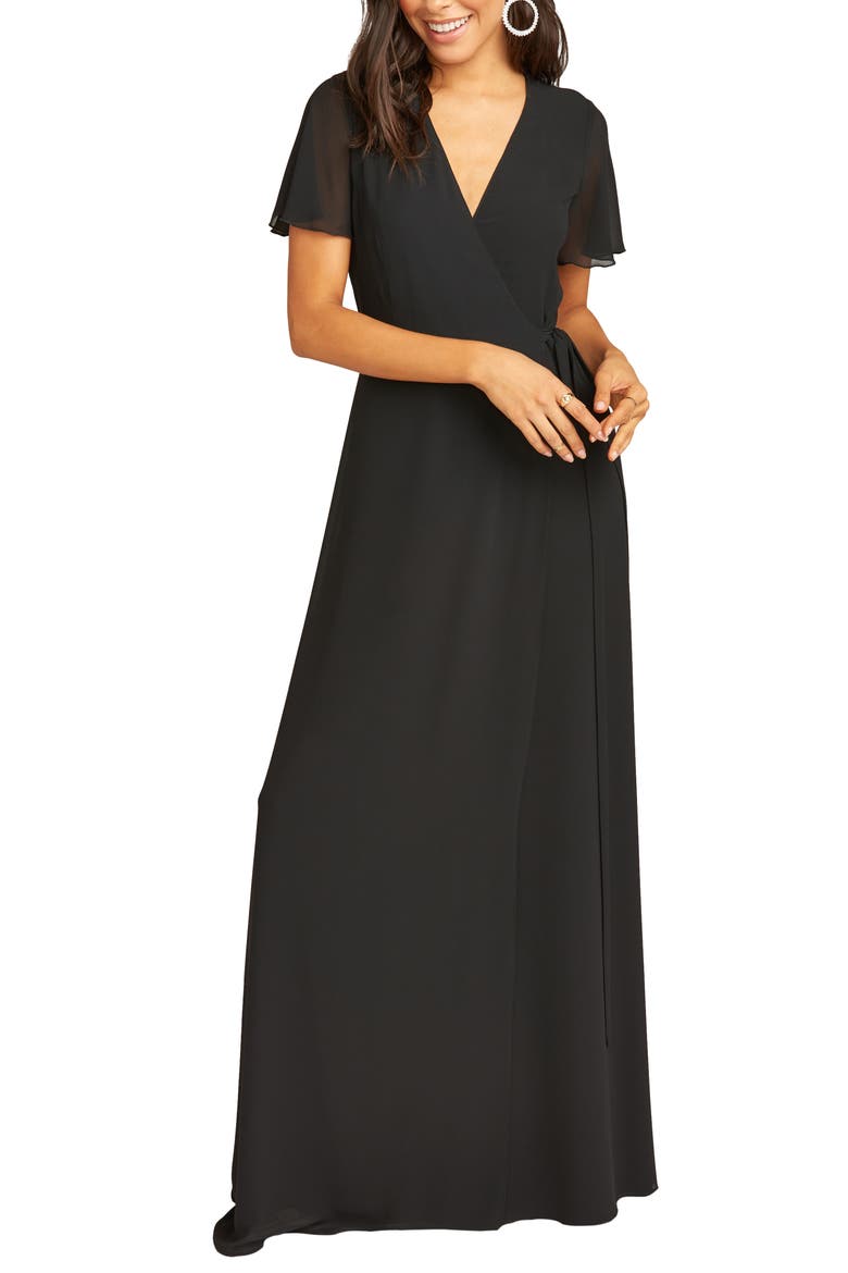 Noelle Wrap Dress, Main, color, BLACK CHIFFON