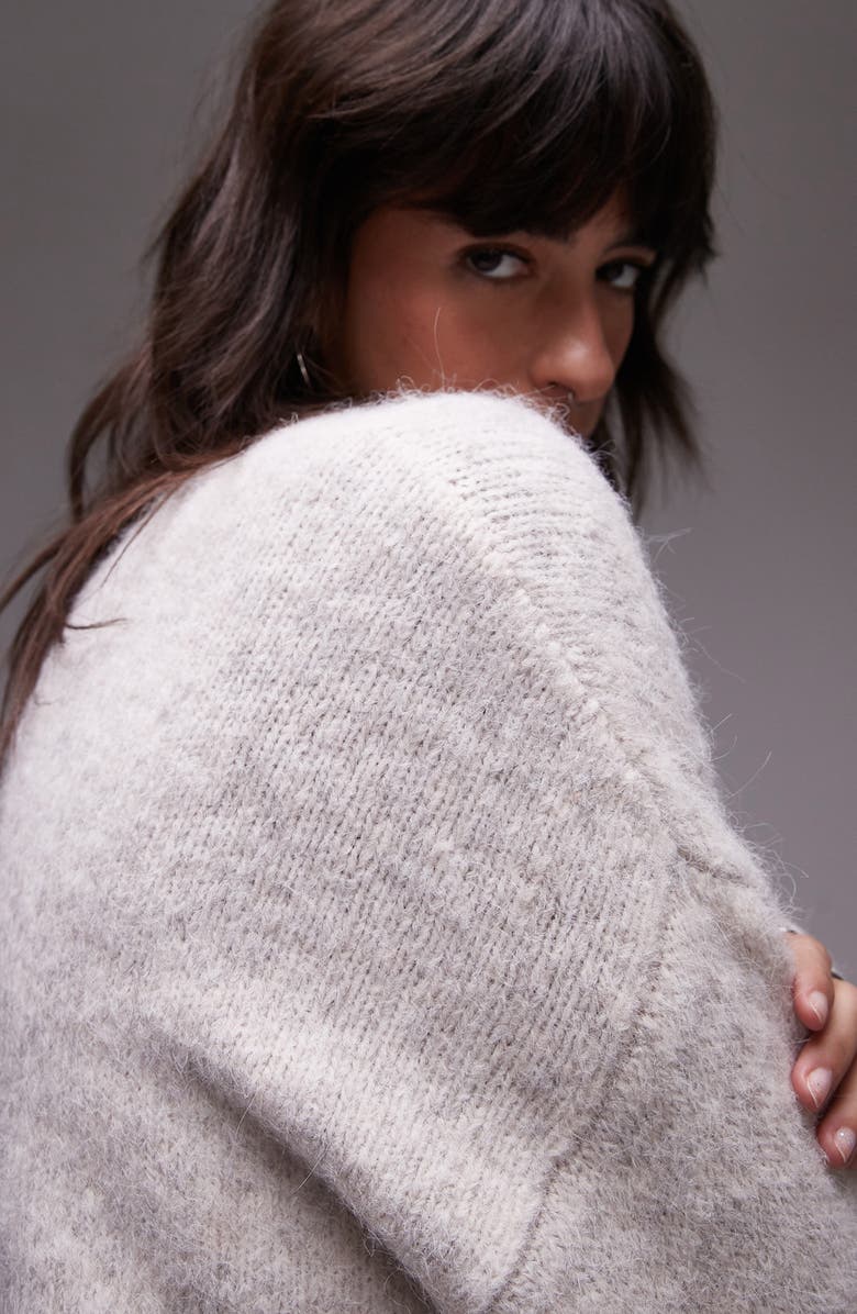 Topshop Oversize Boxy Fluffy Sweater, Alternate, color,