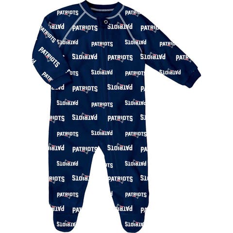 Newborn Navy New England Patriots Allover Print Raglan Full-Zip Jumper