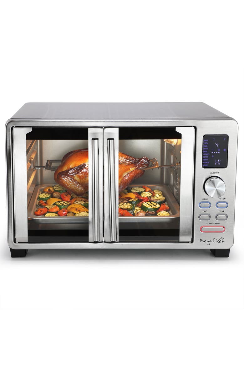 Megachef Digital Electric French Door Multi-Function Counter Top Oven with Rotisserie Set, Main, color, Grey