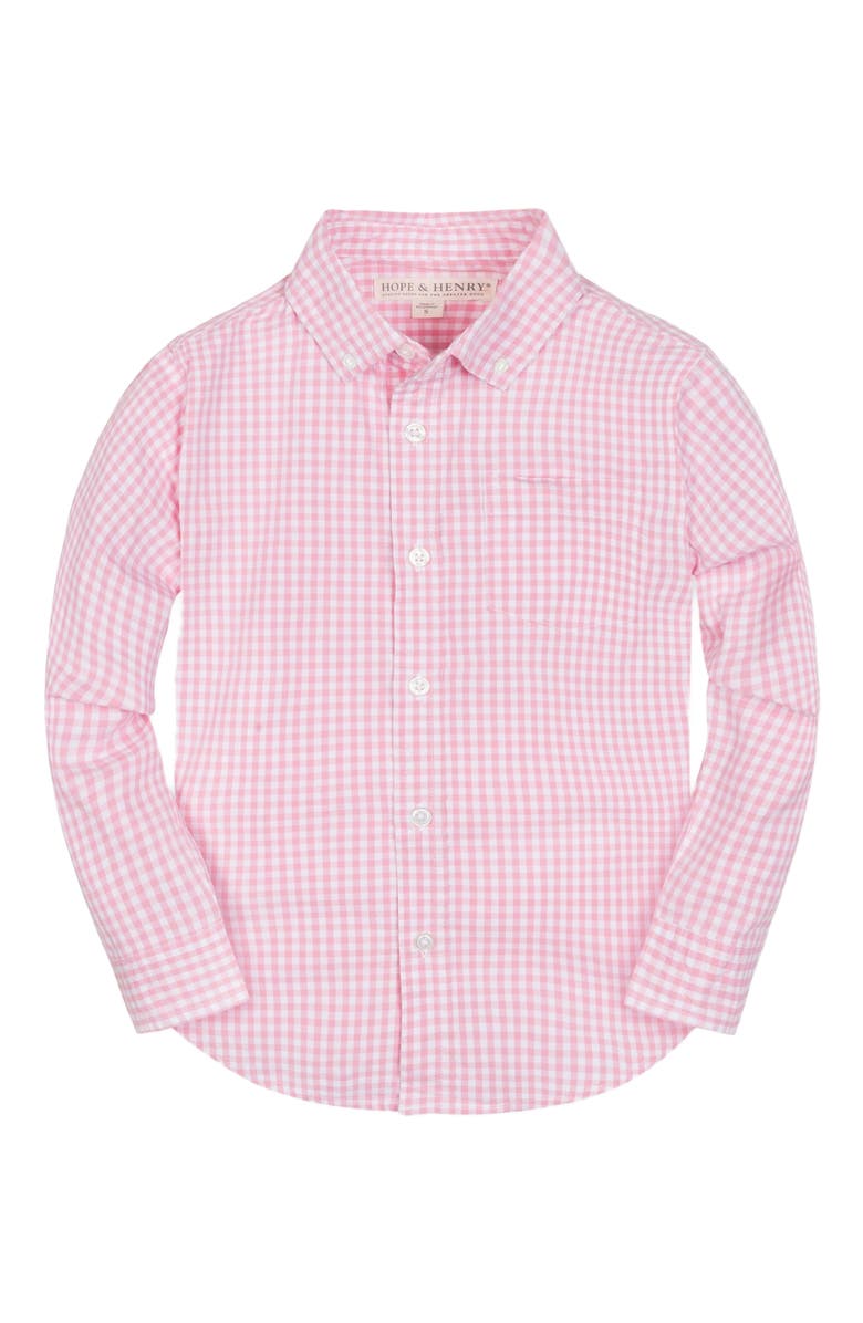 Hope & Henry Boys' Organic Stretch Poplin Shirt, Kids, Alternate, color, Classic Pink Gingham