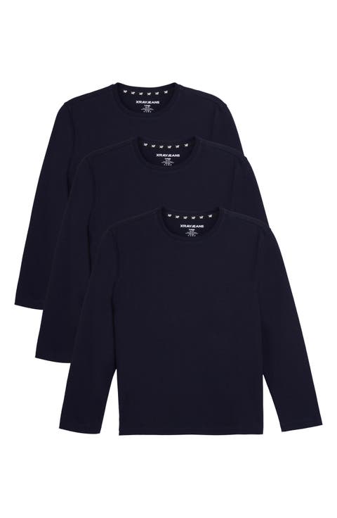 Kids' 3-Pack Long Sleeve Cotton T-Shirts (Big Kid)