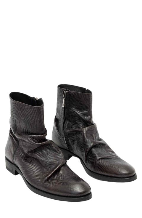 Morrison Sharpei Slouchy Reptile Embossed Boot (Men)