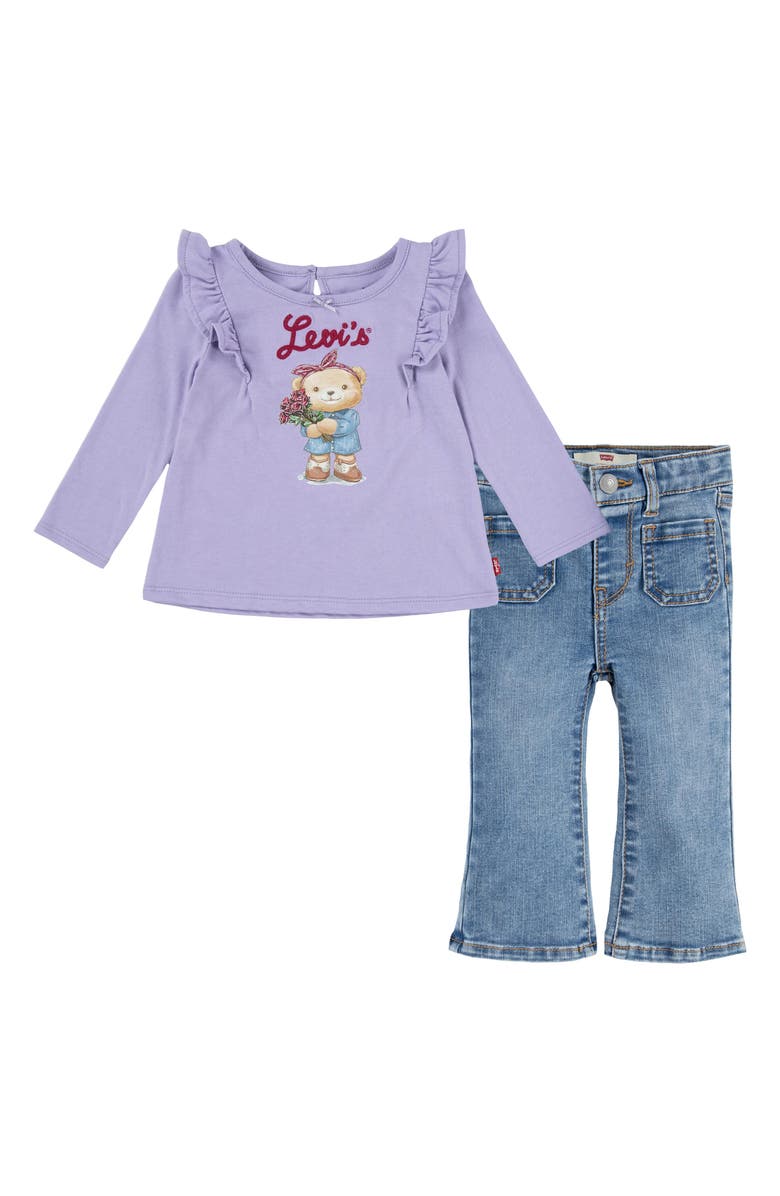 Levi's<sup>®</sup> Bear Graphic T-Shirt & Flare Leg Jeans Set, Main, color, 
