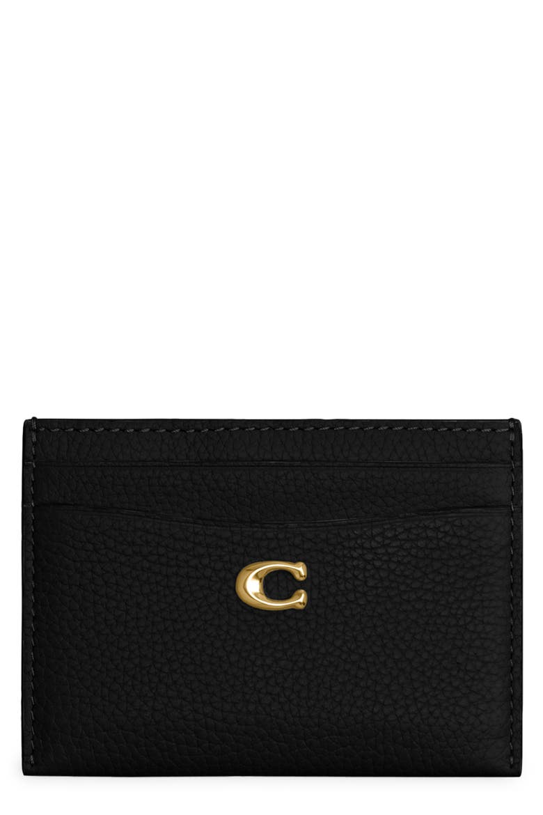 Essential Pebble Leather Card Case, Main, color, B4/BLACK
