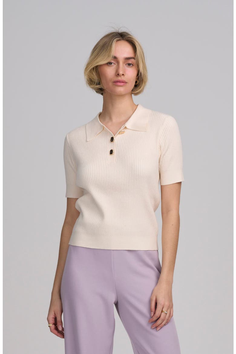 Fine Gauge Ribbed Short Sleeve Henley, Main, color, IVORY