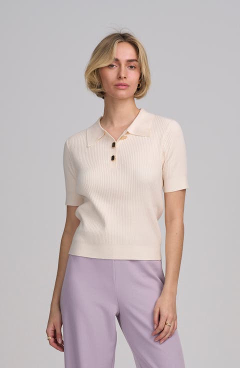 Fine Gauge Ribbed Short Sleeve Henley