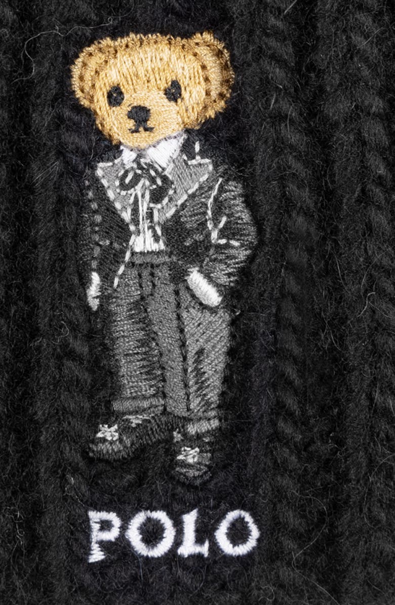 Polo Ralph Lauren Tux Bear Cable Merino Wool, Alpaca & Linen Beanie, Alternate, color, Black