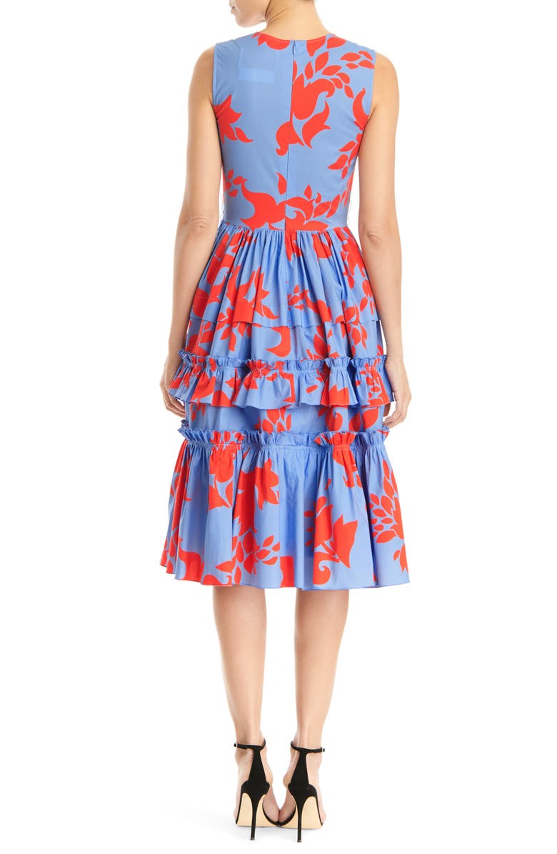 Carolina Herrera Floral Print Sleeveless A-Line Dress, Alternate, color, 