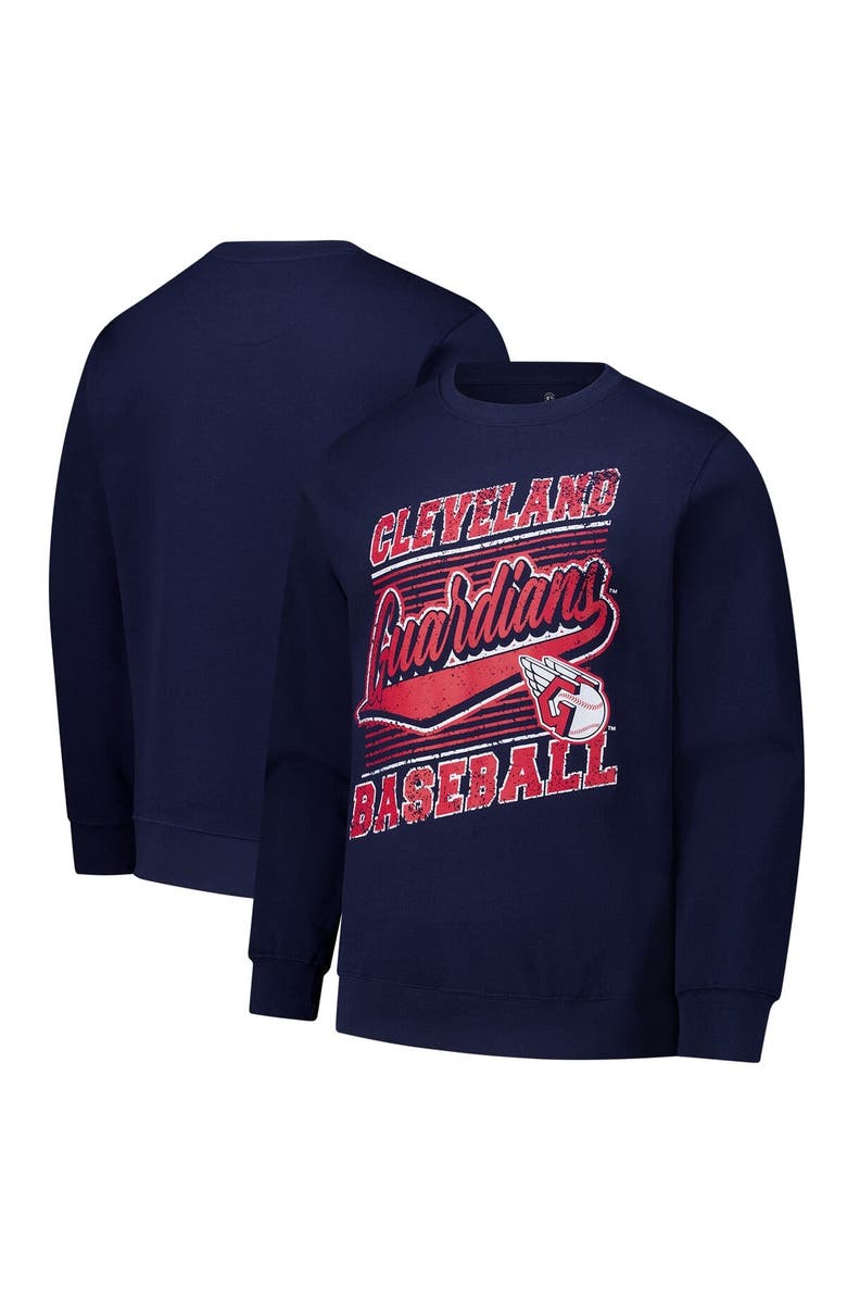STITCHES Men's Stitches Navy Cleveland Guardians Pullover Sweatshirt, Alternate, color, 