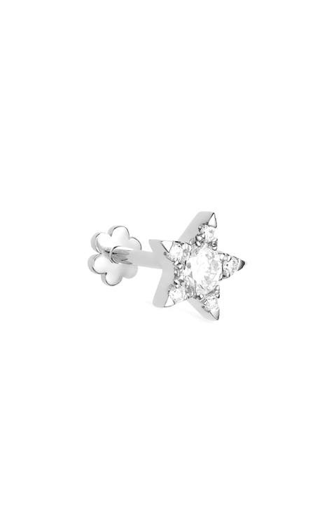 Diamond Star Threaded Stud Earring