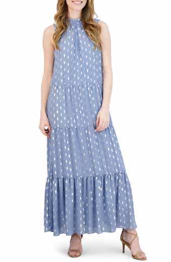 Julia Jordan Donna Ricco Foil Dot Tiered Maxi Dress