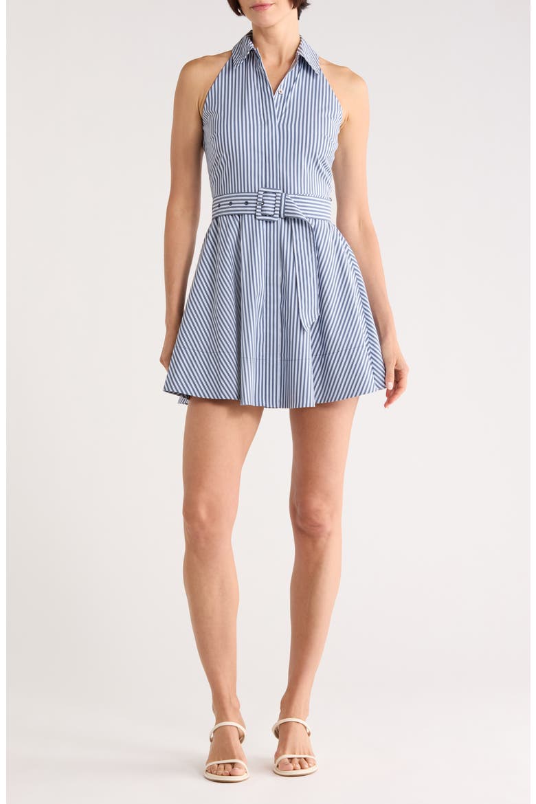 Beau Stripe Sleeveless Cotton Blend Shirtdress, Main, color, BLUE MULTI