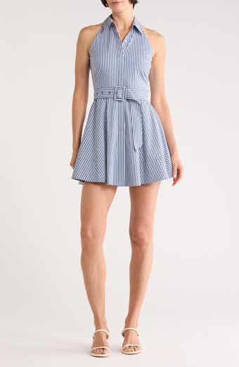 Veronica Beard Beau Stripe Sleeveless Cotton Blend Shirtdress