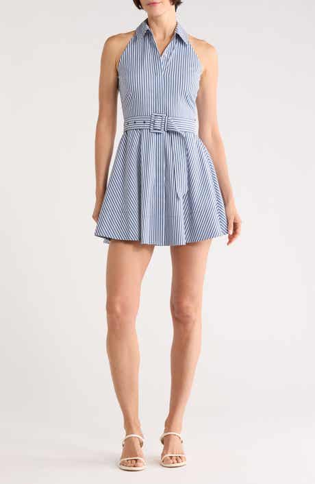 Veronica Beard Beau Stripe Sleeveless Cotton Blend Shirtdress