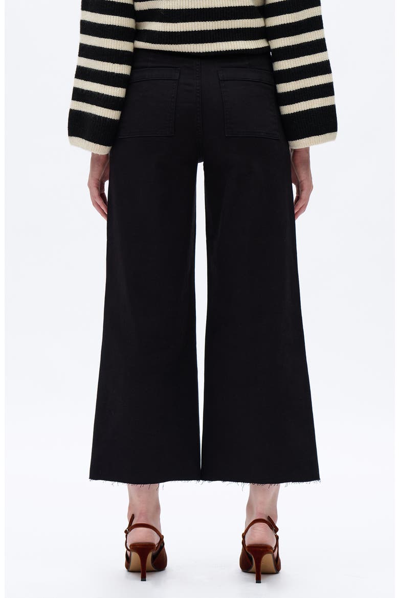 Seamed High Waist Raw Hem Crop Wide Leg Jeans, Alternate, color, BLACK