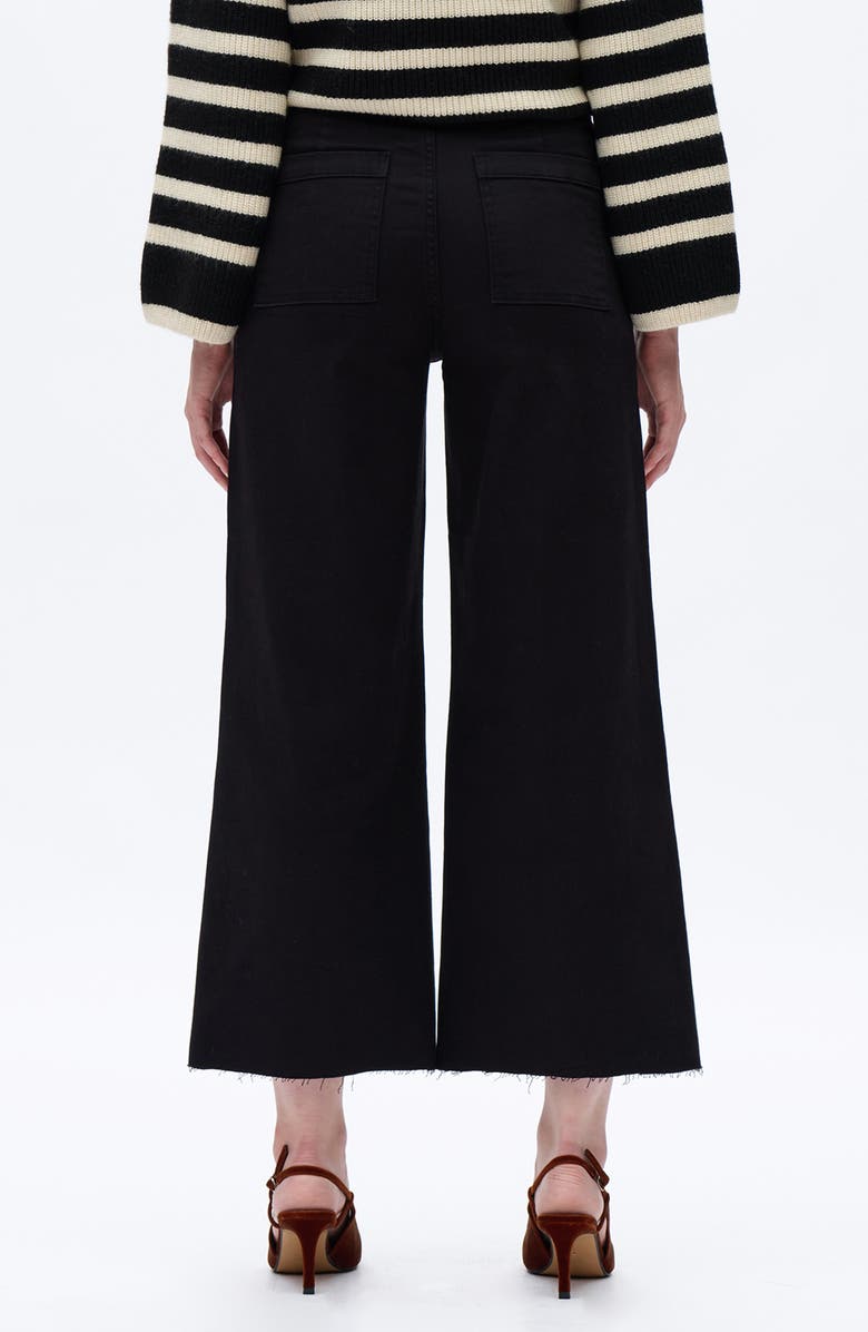 Bayeas Seamed High Waist Raw Hem Crop Wide Leg Jeans, Alternate, color, Black