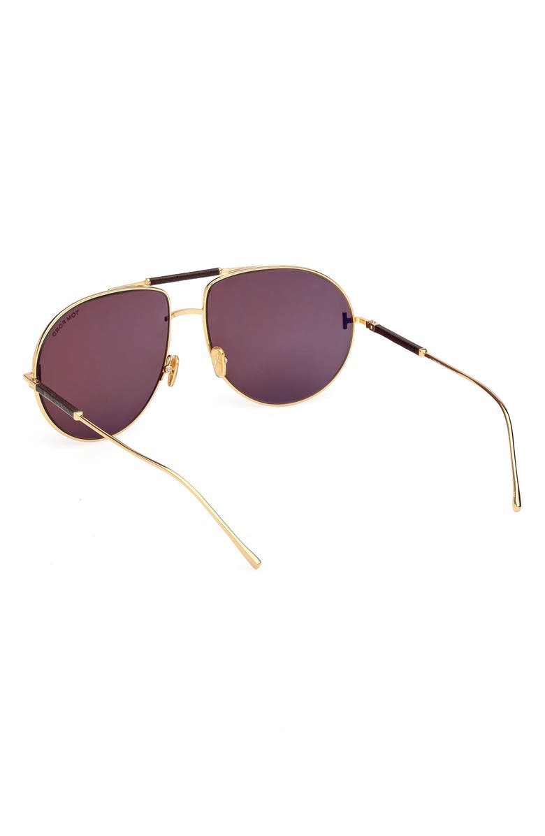 TOM FORD 62mm Lou Pilot Sunglasses, Alternate, color, Gold / Tobacco Leather