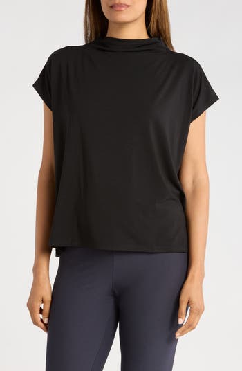 Eileen Fisher  Boxy Top レディース シャツ トップス Black 1 Eileen Fisher Womens Boxy Top Basic T-Shirt, Black, X-Small