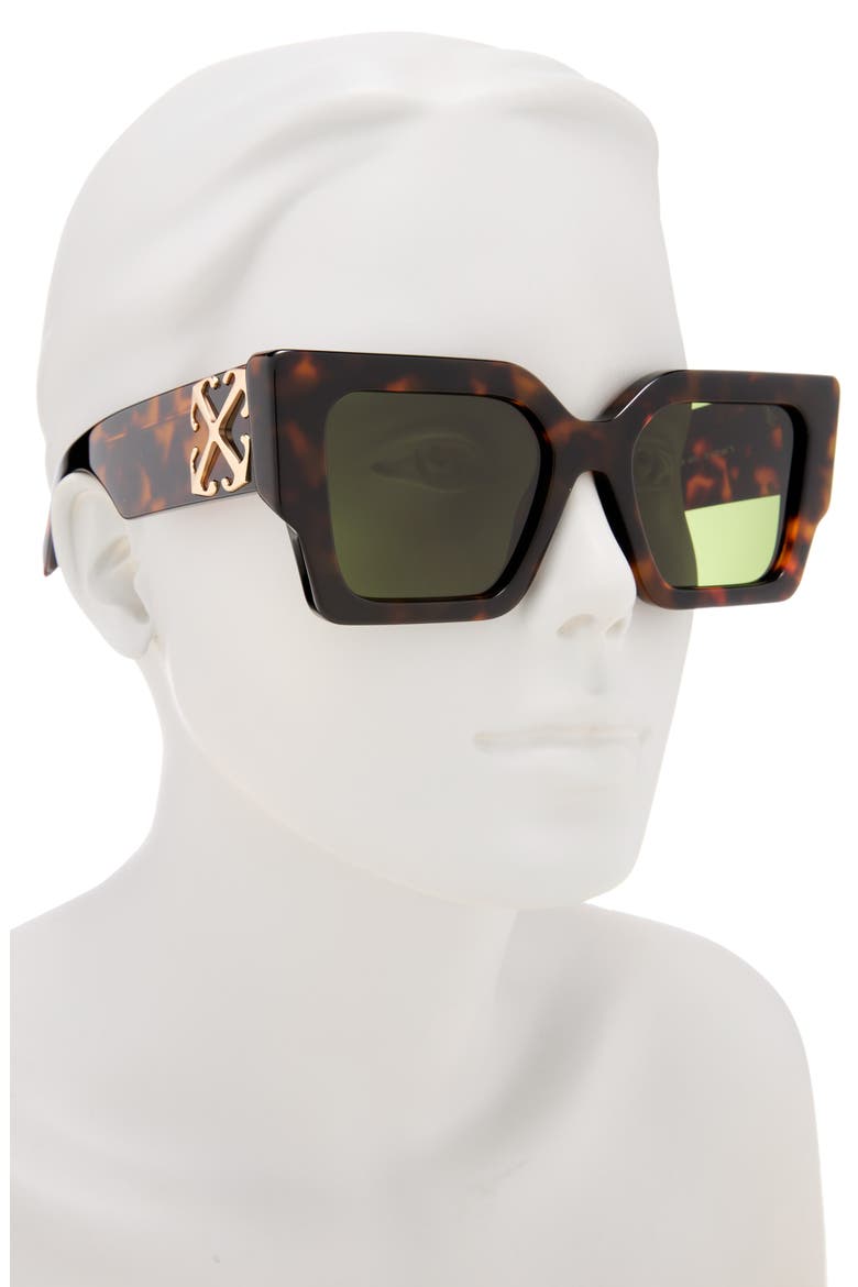 Catalina 55mm Square Sunglasses, Alternate, color, BROWN HAVANA/ GREEN