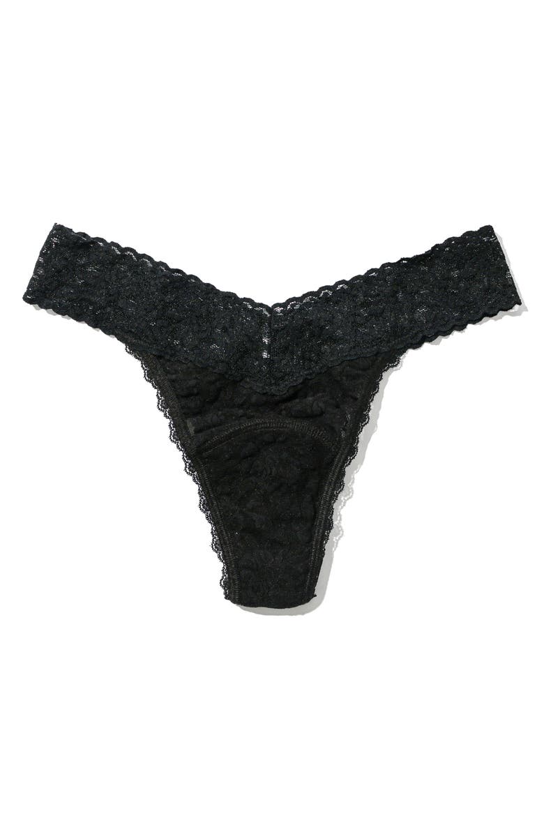 Hanky Panky x Saalt Signature Lace Leakproof Original Rise Thong, Alternate, color, Black