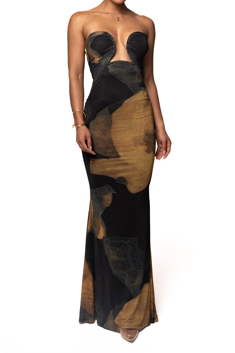 Bethany Strapless Maxi Dress, Main, color, BLACK