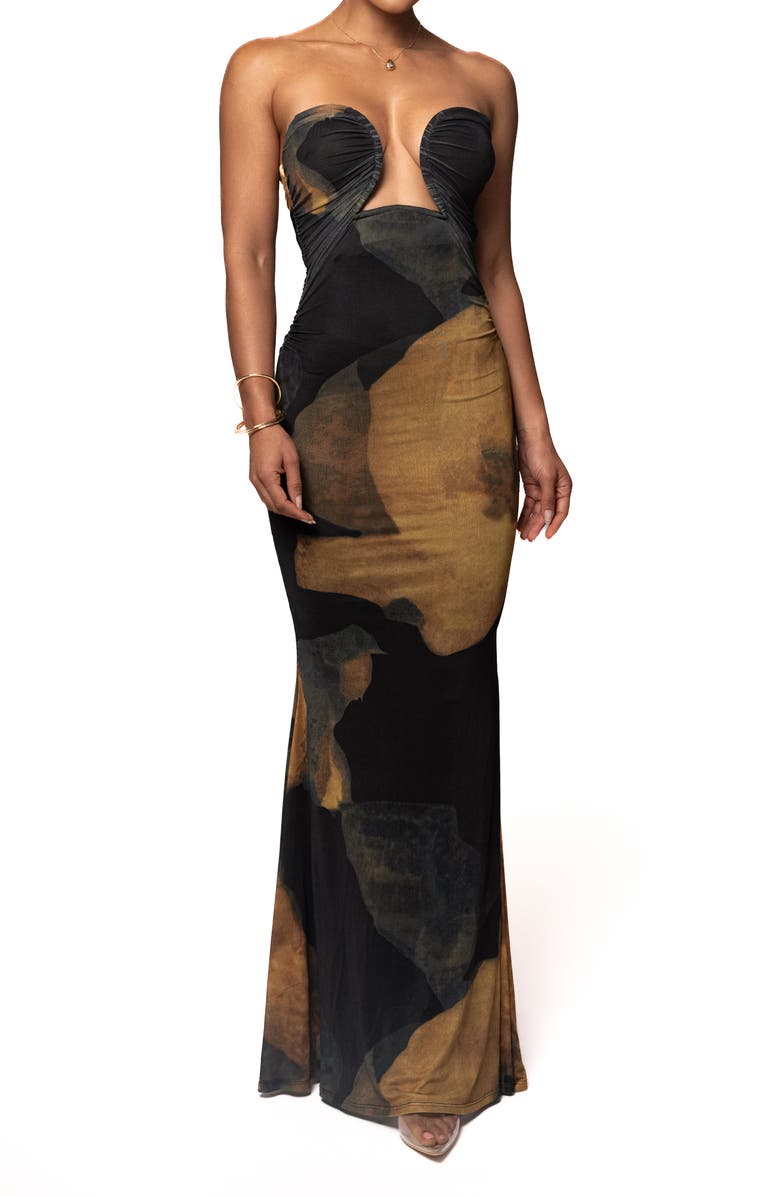 JLUXLABEL Bethany Strapless Maxi Dress, Main, color, Black