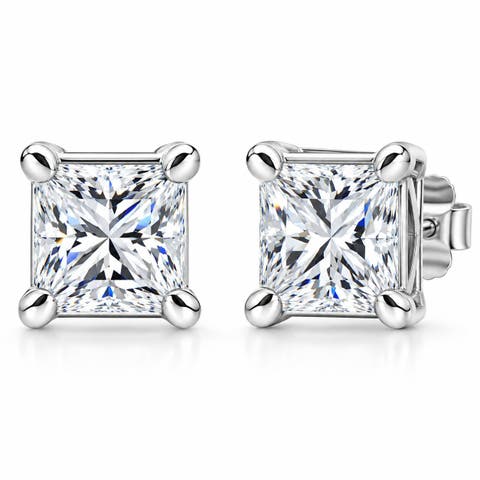 1 1/4ct Princess Cut Diamond Studs In 14k Or Gold Lab Grown