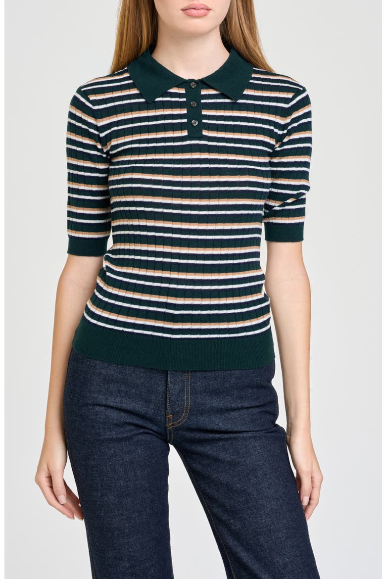 Sutton Striped Polo Sweater, Main, color, HUNTER STRIPE