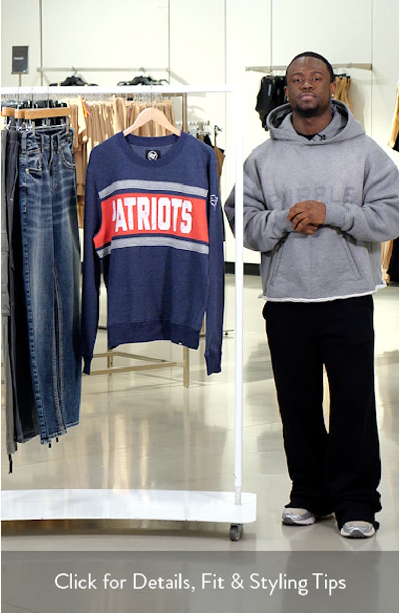 Men's '47 Heathered Navy New England Patriots Bypass Tribeca Pullover Sweatshirt, sales video thumbnail