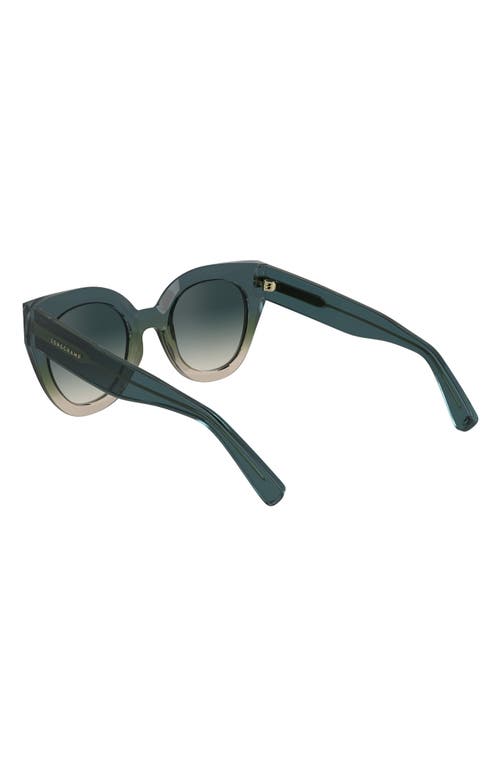 Longchamp Heritage 49mm Small Round Sunglasses In Transparent Gradient Blue/beig