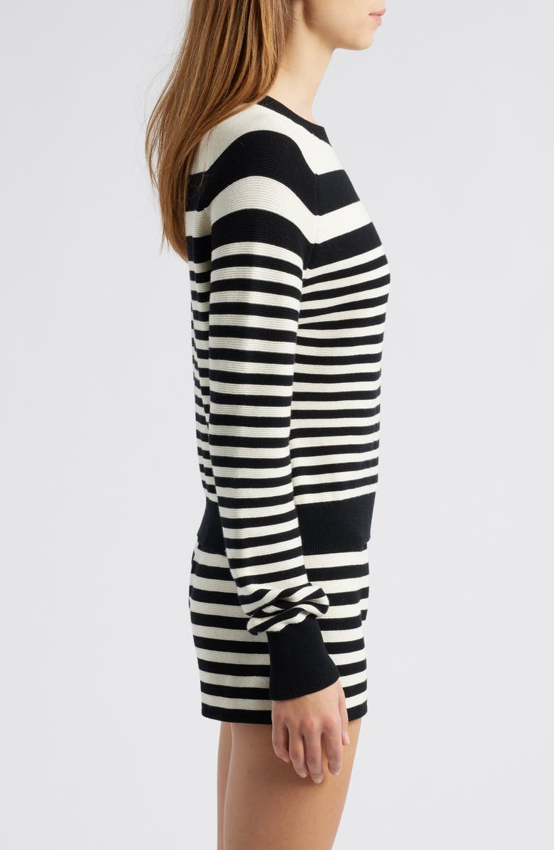 Solid & Striped The Manny Stripe Cotton Sweater, Alternate, color, Noir / Brule Stripe