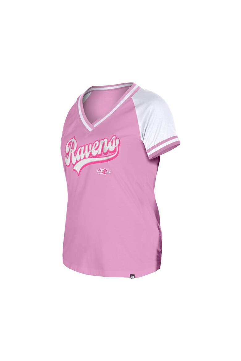 Women's New Era Pink Baltimore Ravens Mommy & Me V-Neck T-Shirt, Alternate, color, Pink