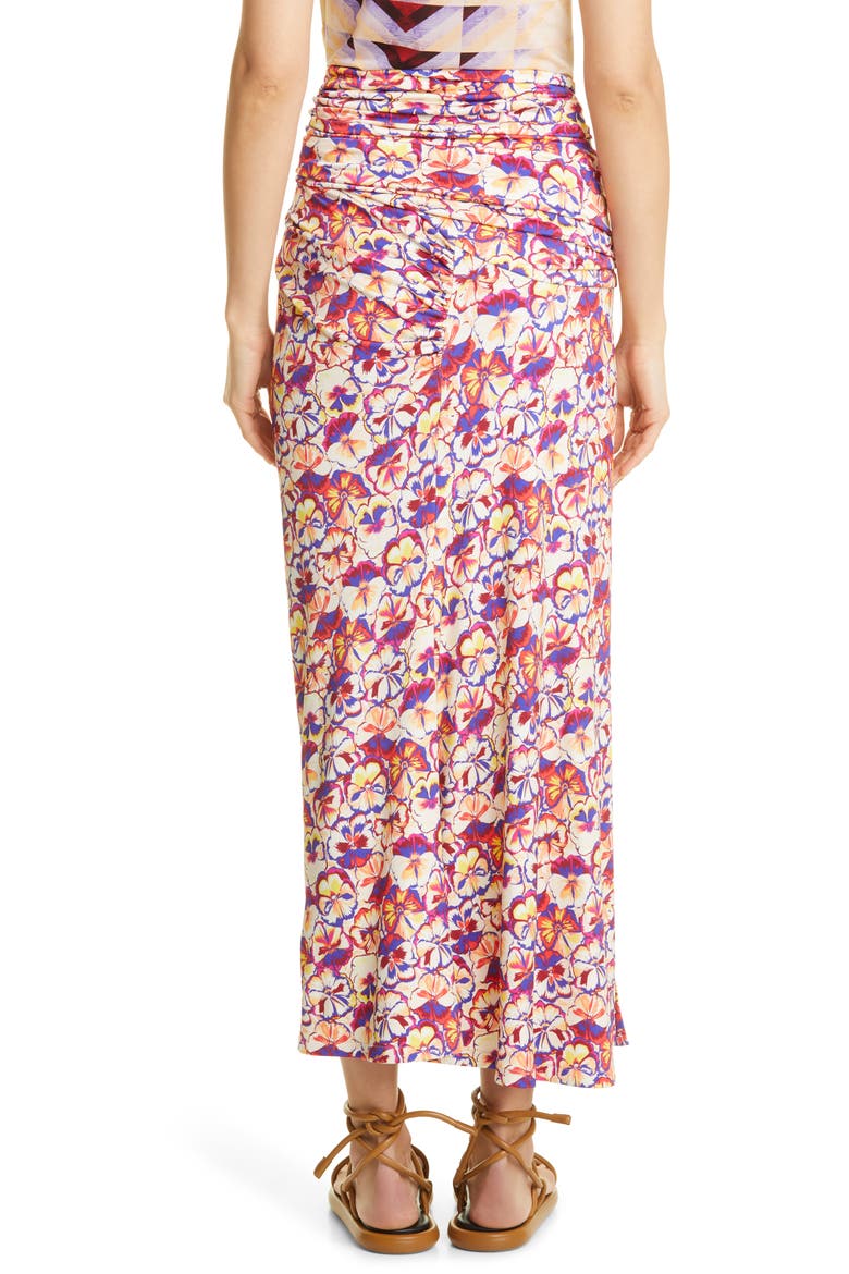 paco rabanne x Fondation Vasarely Ruched Sunny Pansy Chain Detail Jersey Skirt, Alternate, color, SUNNY PANSY