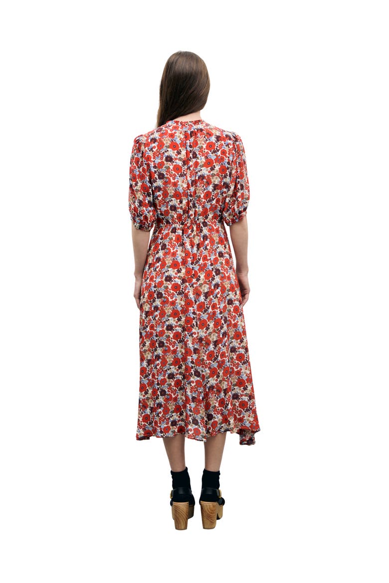 Coco Tie Neck Midi Dress, Alternate, color, Ecru