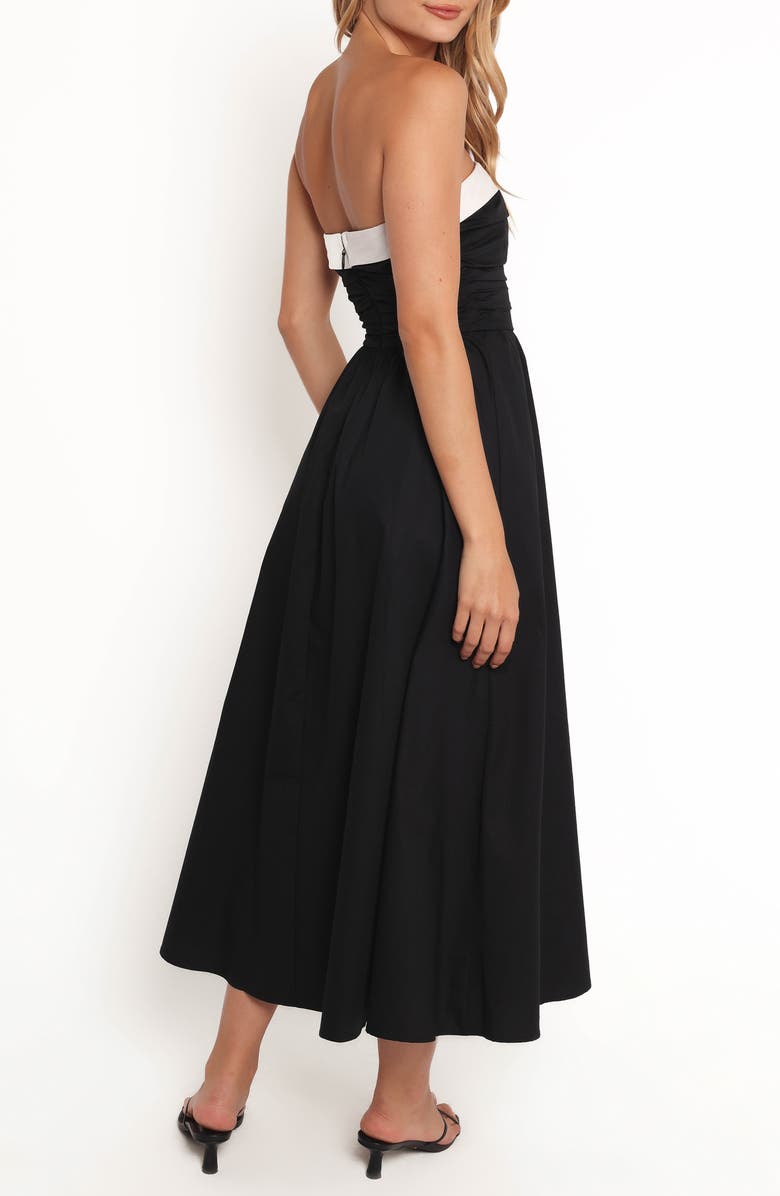 Petal & Pup Marias Strapless Cotton Midi Dress, Alternate, color, Black