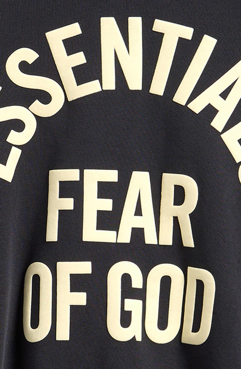 Fear of God Essentials Kids' '90s Campus Logo Graphic Hoodie, Alternate, color, Faded Black