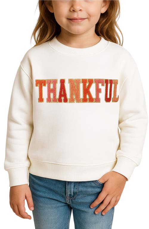 Zunie Kids' Thankful Sweatshirt In White