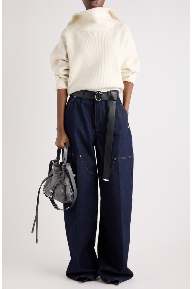 Slashed Wool & Cashmere Blend Turtleneck Sweater, Main, color, IVORY