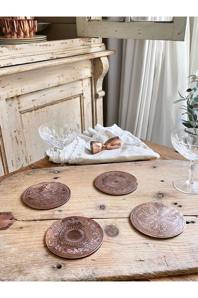 Vintage Inspired Copper Coasters Set, Alternate, color, Copper